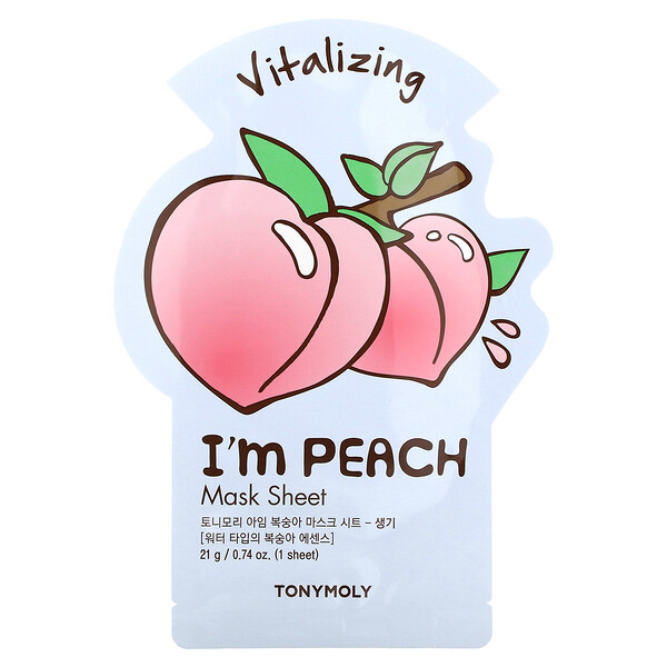 I'm Peach, Vitalizing Beauty Mask Sheet, 1 лист, 0,74 унции (21 г) TONYMOLY