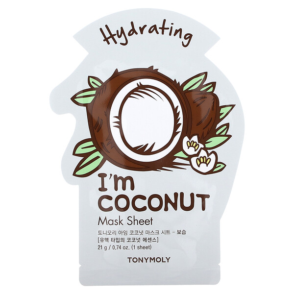 I'm Coconut, Увлажняющая тканевая маска для красоты, 1 лист, 0,74 унции (21 г) Tony Moly