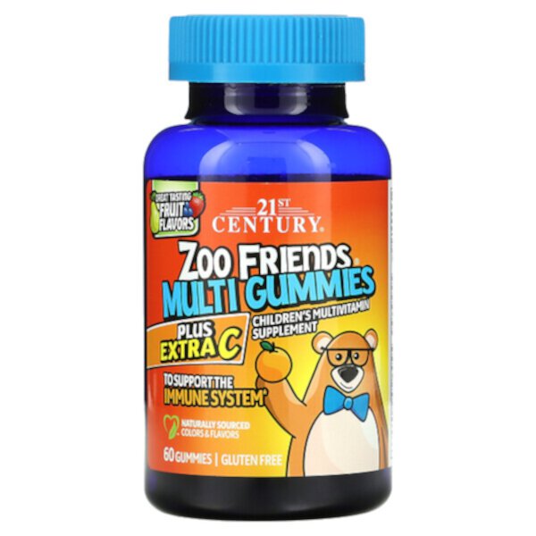 Zoo Friends Multi Gummies, Plus Extra C, 60 жевательных конфет 21st Century
