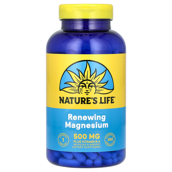 Магний с витамином B6 - 500 мг - 250 капсул - Nature's Life Nature's Life