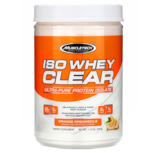 ISO Whey Clear, ультрачистый изолят протеина, апельсиновый сонник, 1,10 фунта (505 г) Muscletech