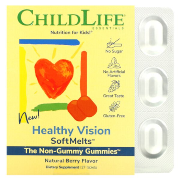 Healthy Vision SoftMelts, Натуральный ягодный вкус, 27 таблеток ChildLife Essentials