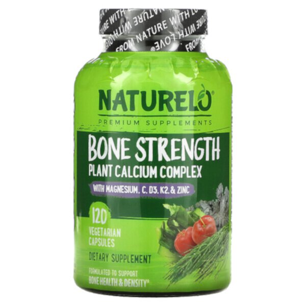 Bone Strength, Комплекс растительного кальция, 120 вегетарианских капсул NATURELO