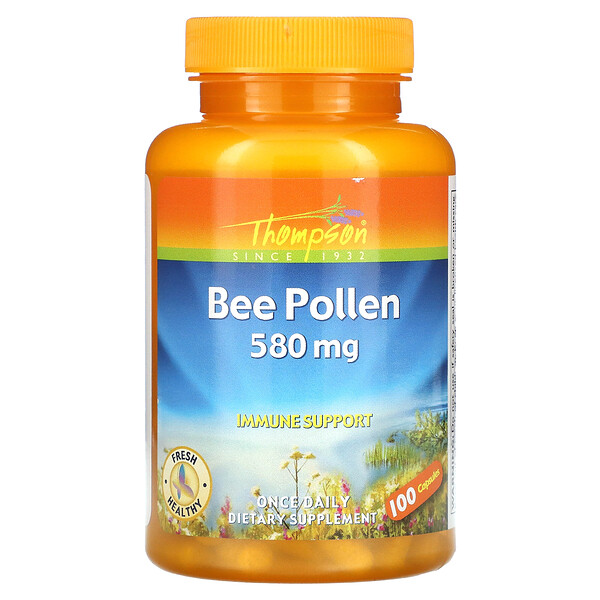 Пчелиная пыльца, 580 мг, 100 капсул Thompson