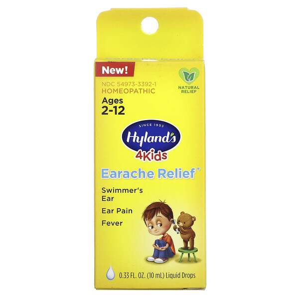 4 Kids, Жидкие капли для облегчения боли в ухе, для детей от 2 до 12 лет, 0,33 ж. унц. (10 мл) Hyland's