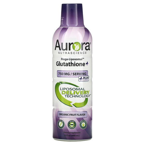 Мега-липосомный глутатион+, плюс витамин С, органические фрукты, 750 мг, 16 жидких унций (480 мл) Aurora Nutrascience