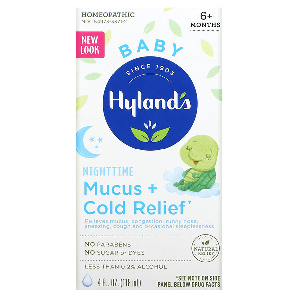 Baby, Nighttime Mucus + Cold Relief, от 6 месяцев, 4 жидких унции (118 мл) Hyland's Naturals