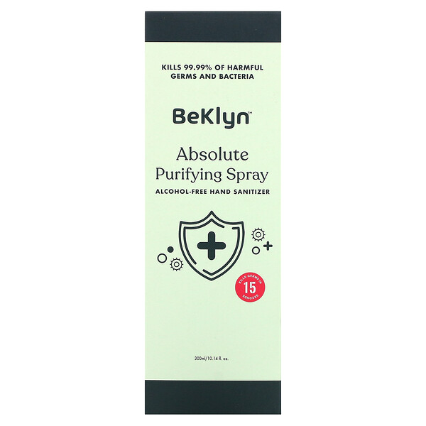 Absolute Purifying Spray, дезинфицирующее средство для рук без спирта, 10,14 жидких унций (300 мл) BeKLYN