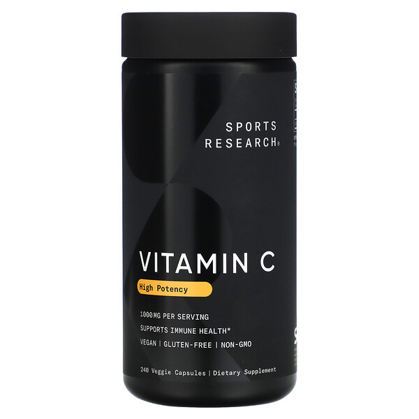 Высокоэффективный витамин С, 1000 мг, 240 растительных капсул Sports Research