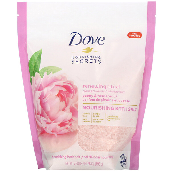 Nourishing Secrets, Питательная соль для ванн, аромат пиона и розы, 28 унций (793 г) Dove