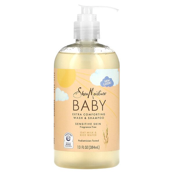 Baby Extra Comforting Wash & Shampoo, овсяное молоко и рисовая вода, 13 жидких унций (384 мл) SheaMoisture