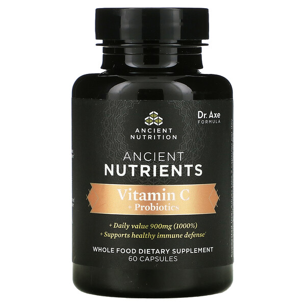 Ancient Nutrients, Витамин С + пробиотики, 60 капсул Dr. Axe / Ancient Nutrition