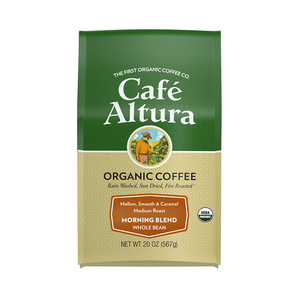 Органический кофе, утренняя смесь, цельные зерна, средней обжарки, 20 унций (567 г) Cafe Altura