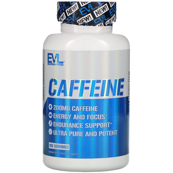 Кофеин, 200 мг, 100 таблеток EVLution Nutrition