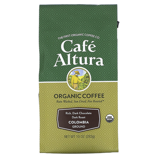 Органический кофе, Колумбия, молотый, темной обжарки, 10 унций (283 г) Cafe Altura
