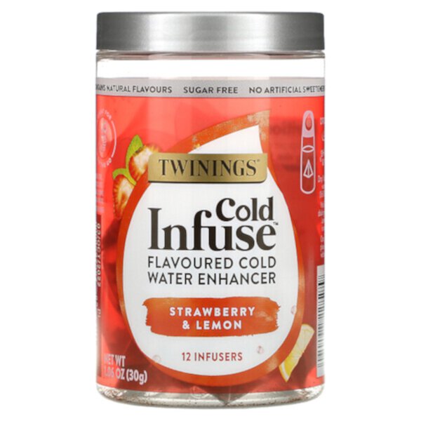 Cold Infuse, Ароматизированный усилитель холодной воды, клубника и лимон, 12 дозаторов, 1,06 унции (30 г) Twinings