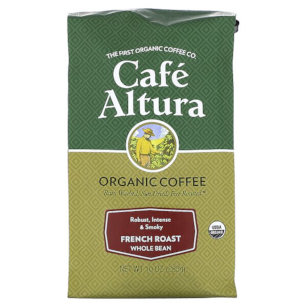 Органический кофе, французская обжарка, цельные зерна, 10 унций (283 г) Cafe Altura