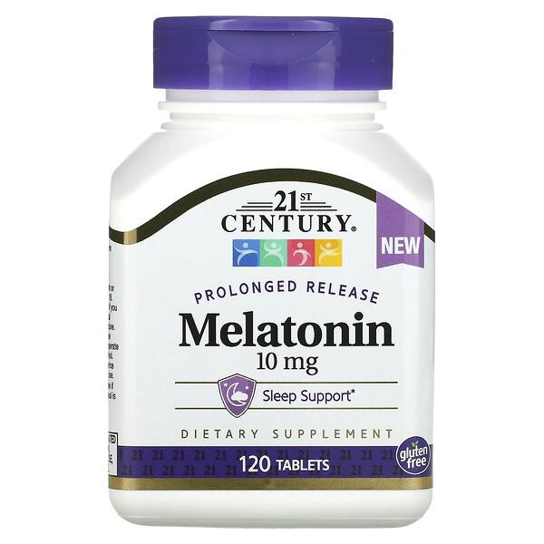 Мелатонин пролонгированного действия, 10 мг, 120 таблеток 21st Century