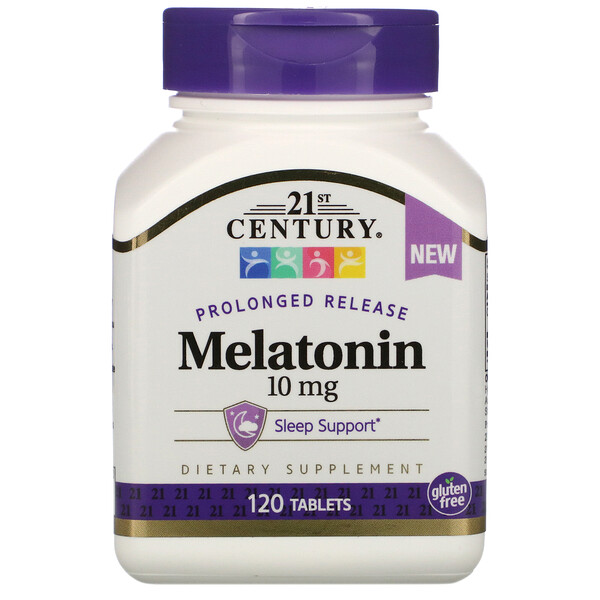 Мелатонин пролонгированного действия, 10 мг, 120 таблеток 21st Century
