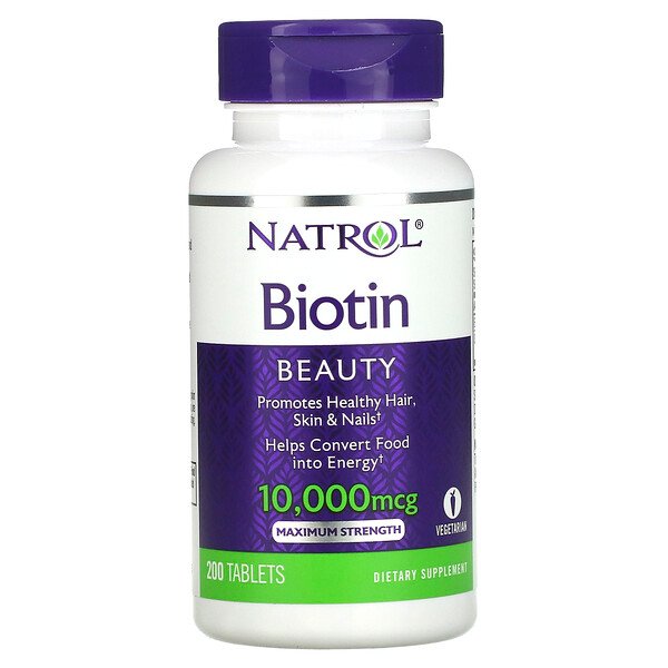 Биотин Максимальная Сила - 10000 мкг - 200 таблеток - Natrol Natrol