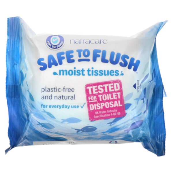 Safe to Flush, Влажные салфетки, 30 салфеток Natracare