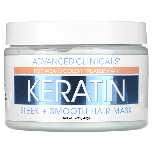 Кератин, Маска для гладких и гладких волос, 12 унций (340 г) Advanced Clinicals