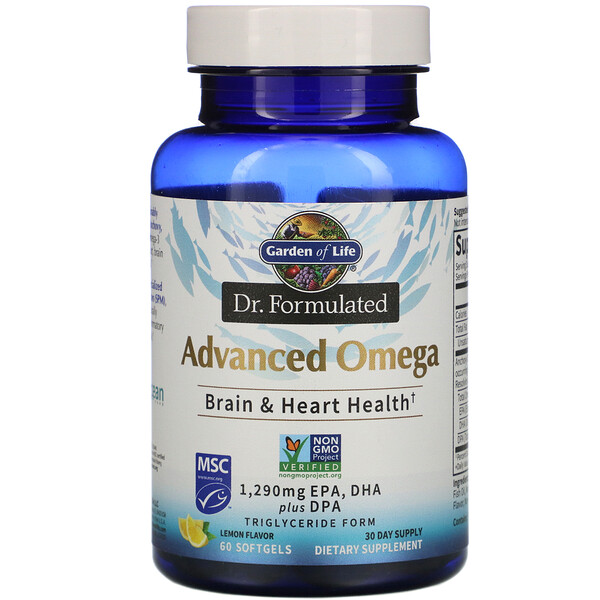 Dr. Formulated, Advanced Omega, Lemon, 60 Softgels (Мягкие капсулы) Garden of Life