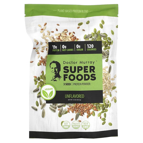 Суперфуды, Протеин из 3 семян, Без вкуса - 453.5 г - Dr. Murray's Dr. Murray's