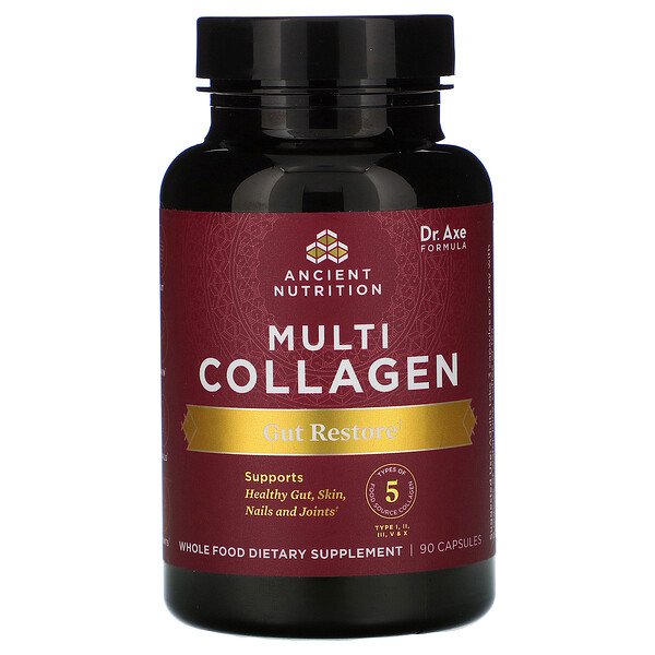 Multi Collagen, Восстановление кишечника, 90 капсул Dr. Axe / Ancient Nutrition