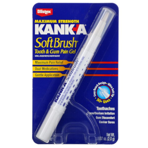 Kank-A, SoftBrush, гель от боли в зубах и деснах, 0,07 унции (2 г) Blistex