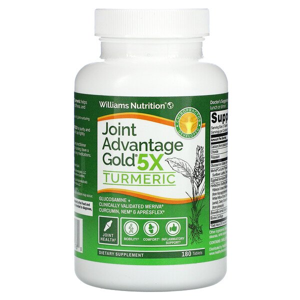 Joint Advantage Gold 5X, Куркума, 180 таблеток Williams Nutrition