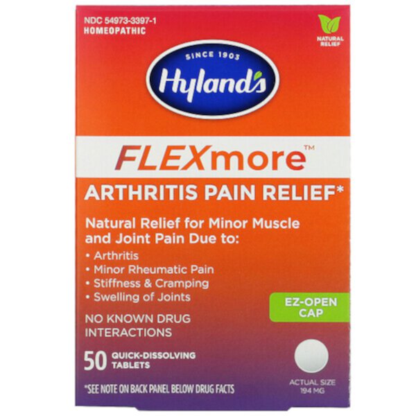 FLEXmore, Средство от боли при артрите, 50 быстрорастворимых таблеток Hyland's
