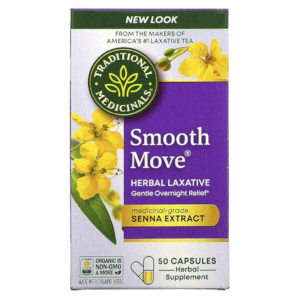 Smooth Move Capsules, Сенна, 50 капсул Traditional Medicinals