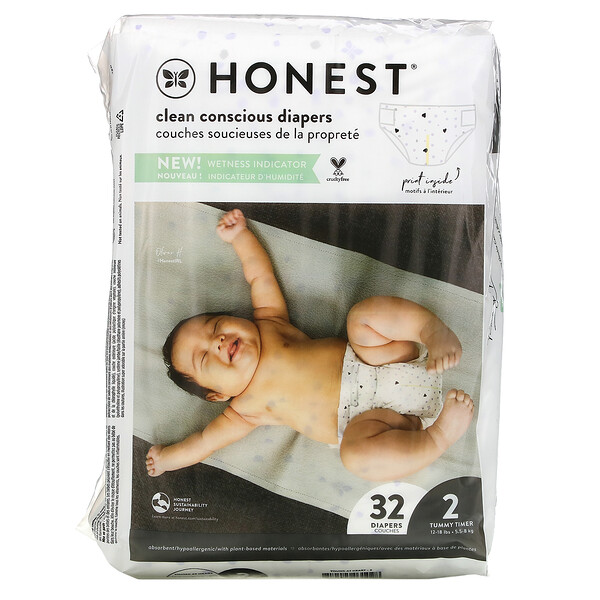 Подгузники Honest, размер 2, 12-18 фунтов, 32 подгузника The Honest Company
