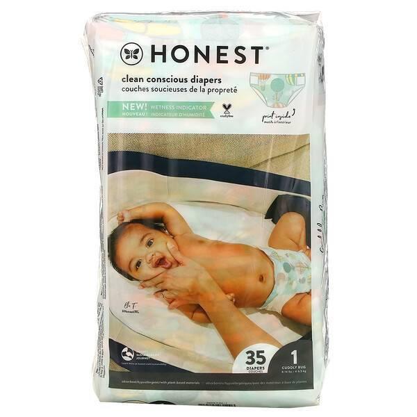 Подгузники Honest, размер 1, 8-14 фунтов, превыше всего, 35 подгузников The Honest Company