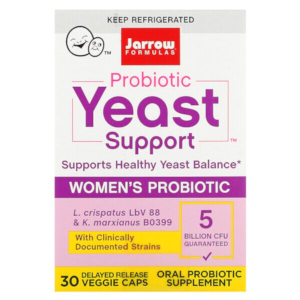 Probiotic Yeast Support, женский пробиотик, 5 миллиардов, 30 растительных капсул Jarrow Formulas