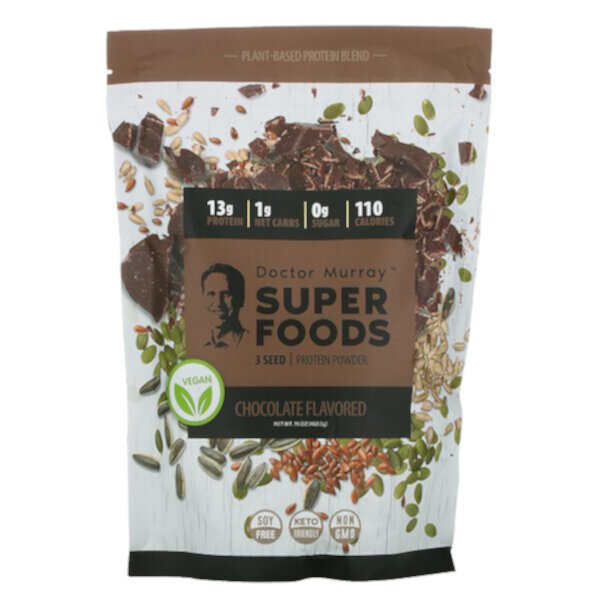 Super Foods, Протеиновый порошок из 3 семян, шоколад, 16 унций (453,5 г) Dr. Murray's