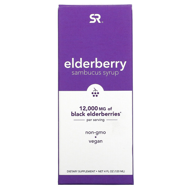 Elderberry Sambucus Syrup, 12,000 mg, 4 fl oz (Жидкие унции) (120 ml) Sports Research