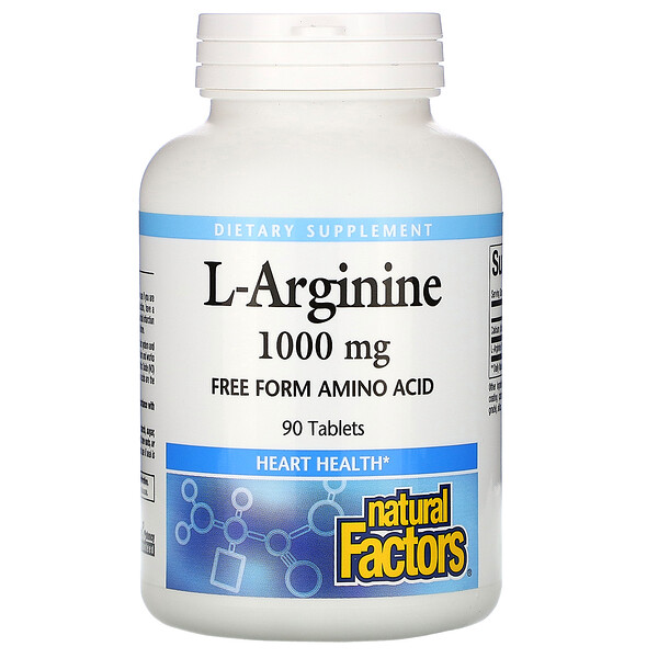 L-аргинин, 1000 мг, 90 таблеток Natural Factors