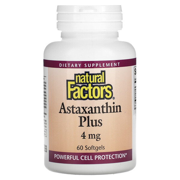 Астаксантин Плюс - 4 мг - 60 мягких капсул - Natural Factors Natural Factors
