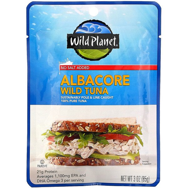 Albacore Wild Tuna, без добавления соли, 3 унции (85 г) Wild Planet