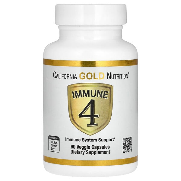 Immune 4 - Поддержка Иммунной Системы - 180 растительных капсул - California Gold Nutrition California Gold Nutrition