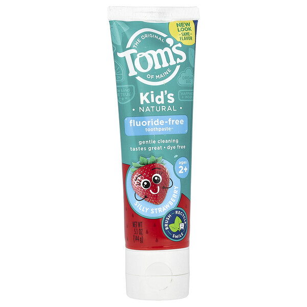 Детская зубная паста Tom's of Maine Kid's Natural Toothpaste, Fluoride-Free, Ages 2+, Silly Strawberry, 5.1 oz (144 g) Tom's of Maine