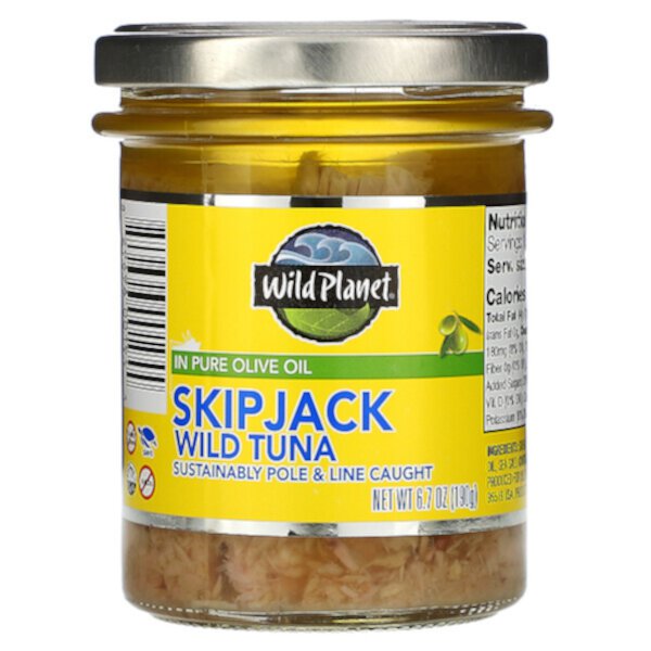Skipjack Wild Tuna в чистом оливковом масле, 6,7 унции (190 г) Wild Planet