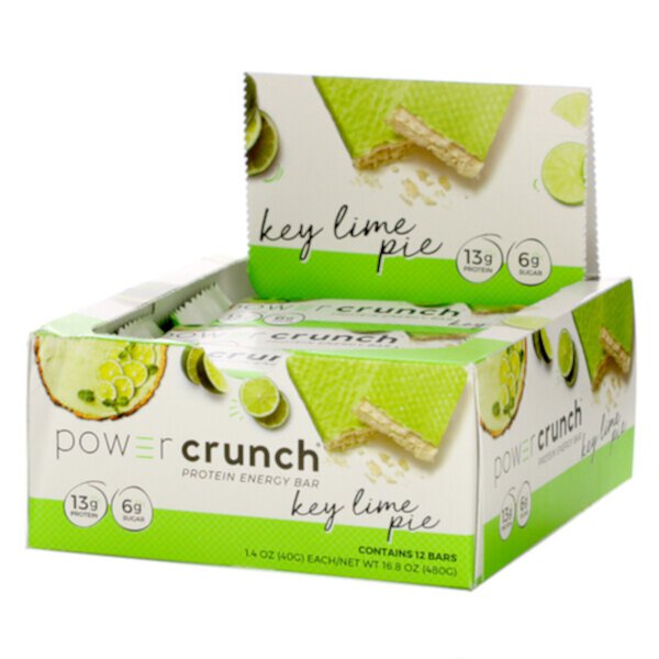 Power Crunch Protein Energy Bar, пирог с лаймом, 12 батончиков, 1,4 унции (40 г) каждый BNRG