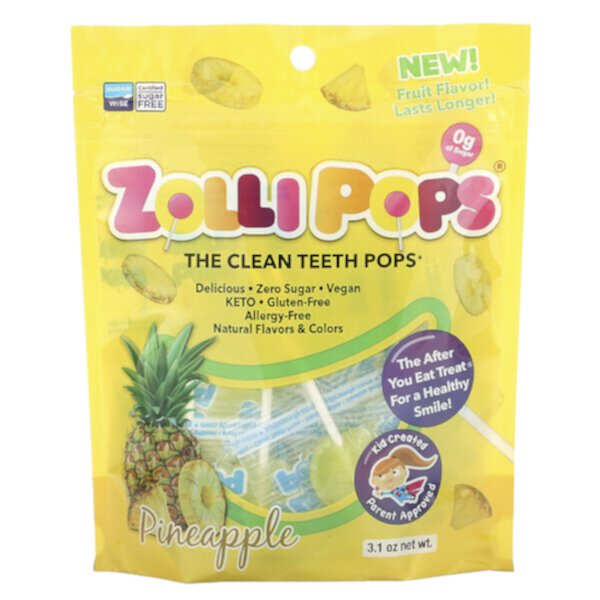 The Clean Teeth Pops, Ананас, 3,1 унции Zolli Pops