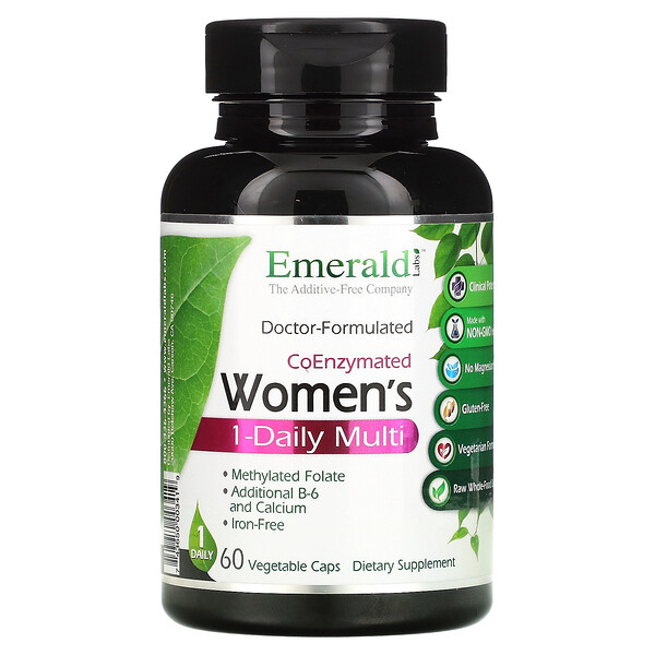 Мультивитамины для женщин с коэнзимом, 1 раз в день, 60 растительных капсул Emerald Labs