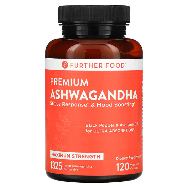 Premium Ashwagandha, Максимальная сила, 662,5 мг, 120 вегетарианских капсул Further Food