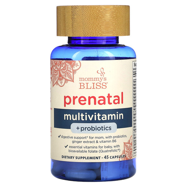 Пренатальные мультивитамины + пробиотики, 45 капсул Mommy's Bliss