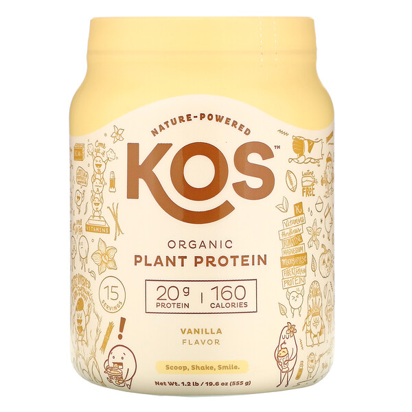 Органический растительный белок, ваниль, 1,2 фунта (555 г) KOS
